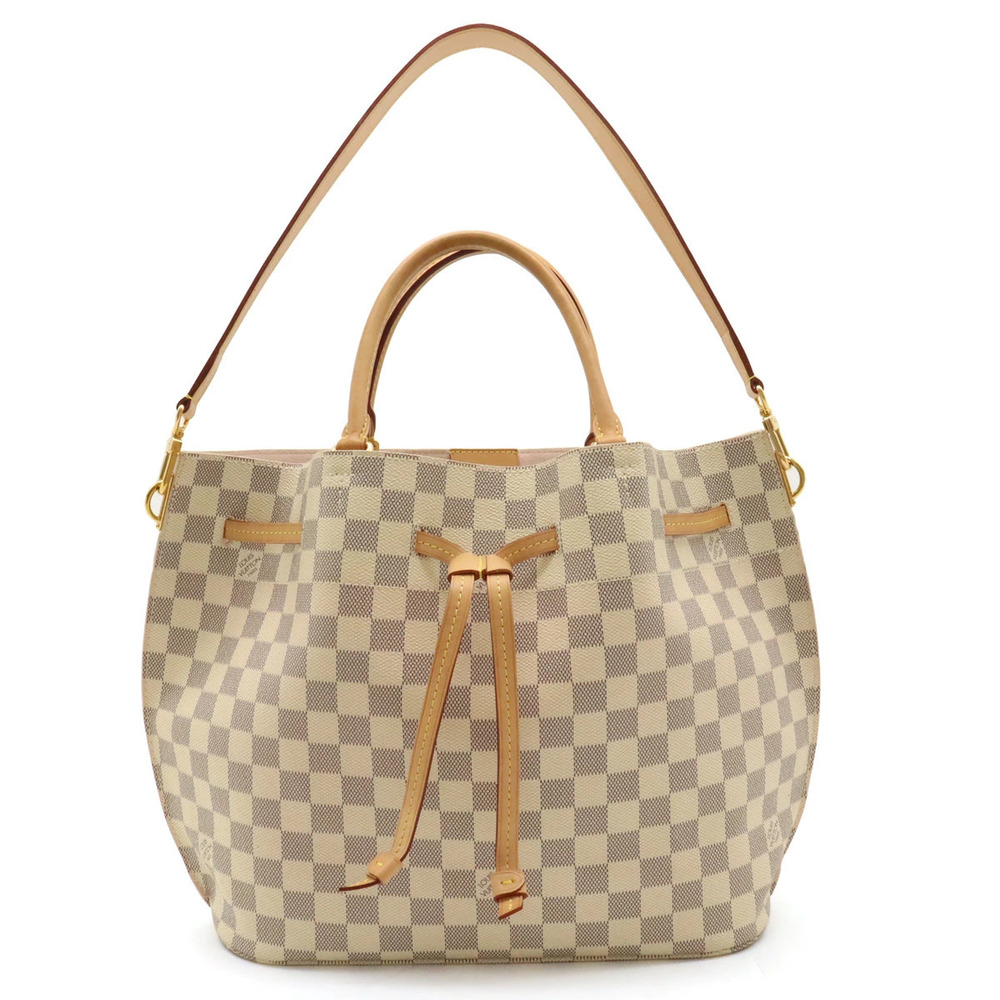 LOUIS VUITTON Damier Azur White Girolata Handbag Tote Bag Shoulder One